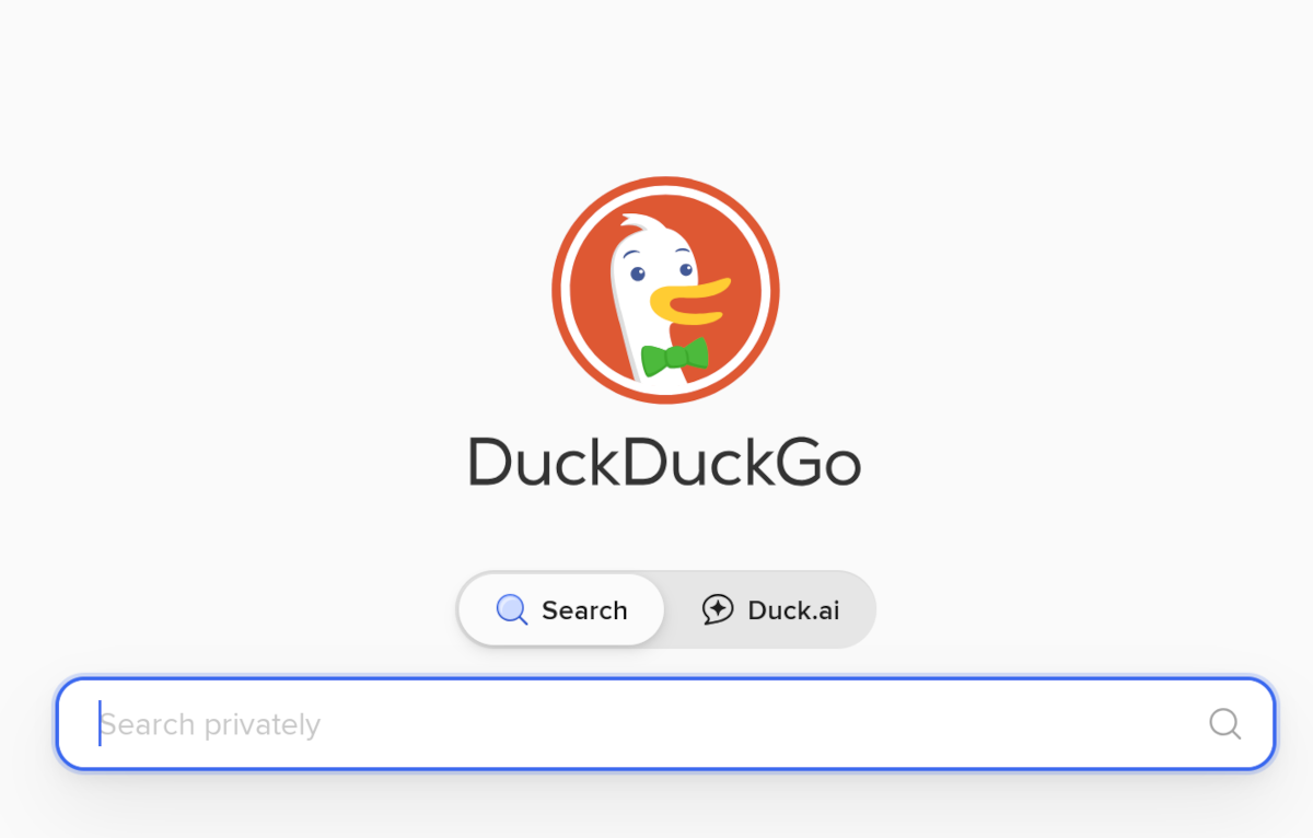 DuckDuckGo onion service interface